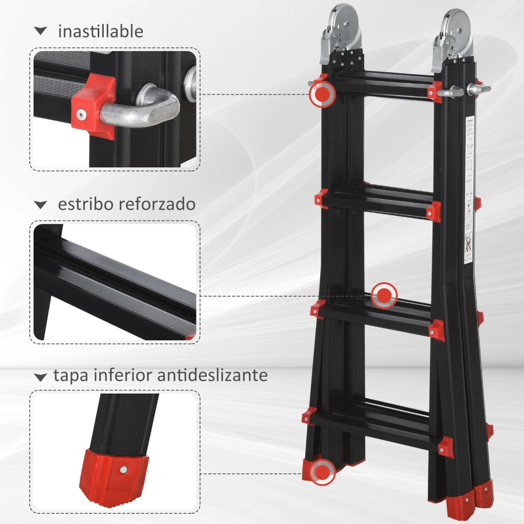 Scala Telescopica Alluminio Pieghevole ¨C Zephmum ¨C 4 m 8 Gradini 150 kg
