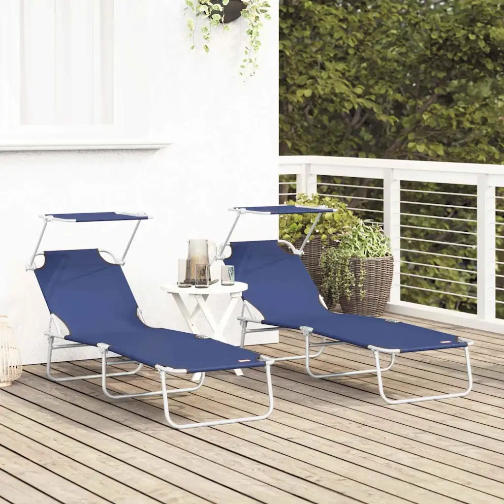 Lettino da sole 2 pcs Blu 58 x 188 x 77cm Poliestere 42003059