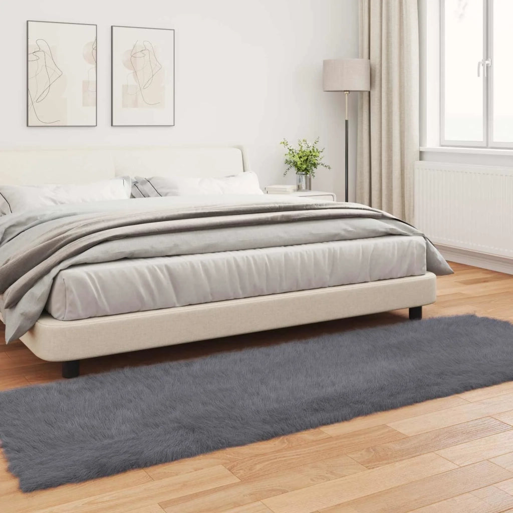 Tappeto in finta TAFALLA Antracite 80 x 250 cm Poliestere