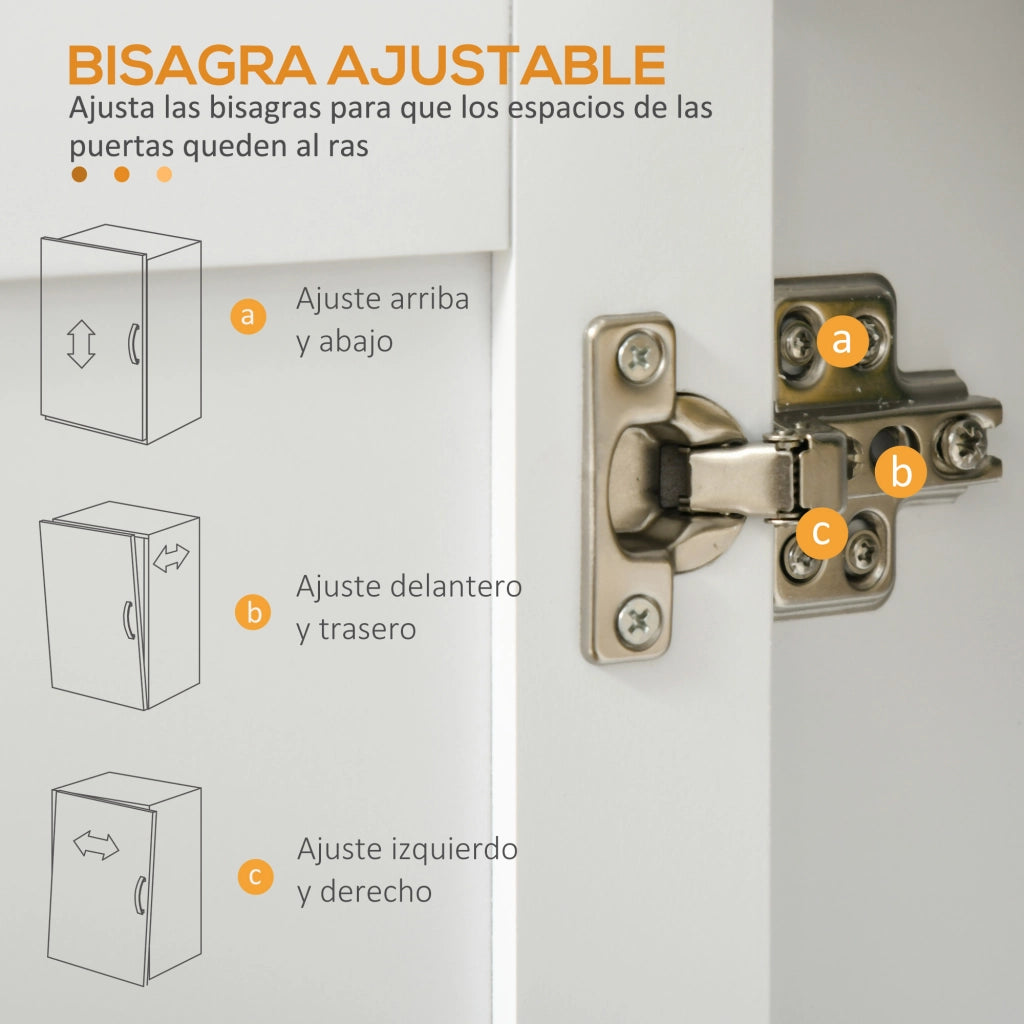 Carrello da Cucina con Cassetto, Ante, Appendiabiti e Spice Rack ¨C Zephmum ¨C Bianco 105x36x85 cm