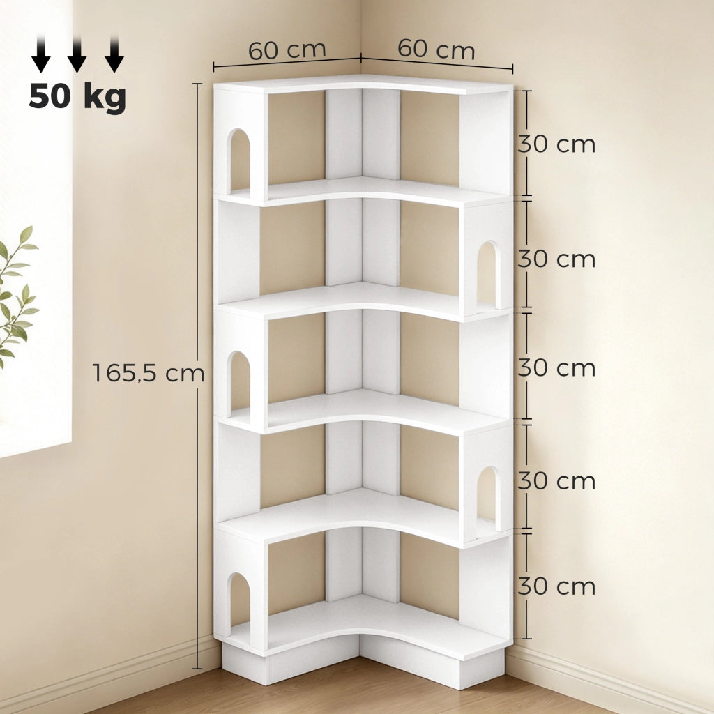 Libreria angolare scaffale a 6 livelli ¨C Minimal ¨C bianco 60x60x165.5