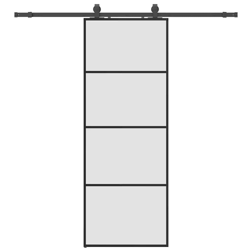 Porta Scorrevole con Ferramenta Nera 76x205 cm in Vetro ESG 3375857