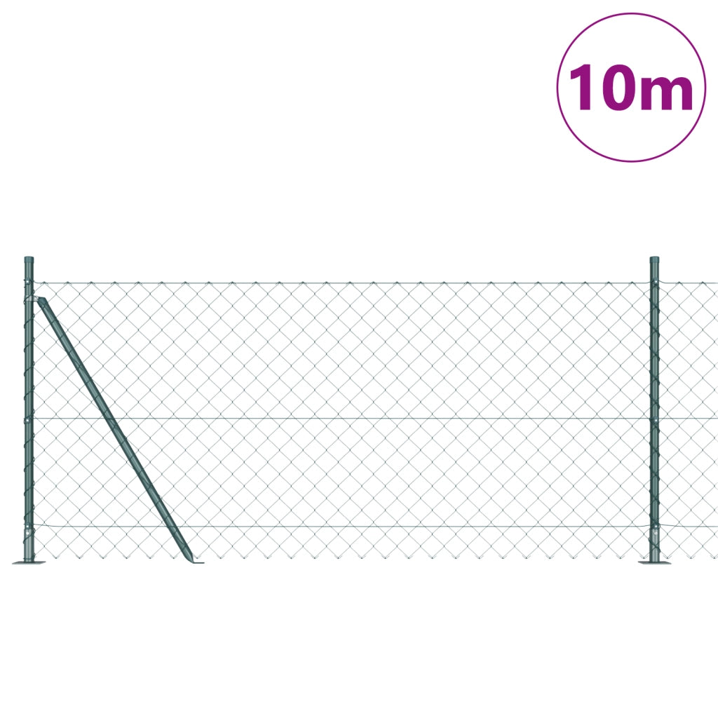 Recinzione a Maglie con 7 Pali Flangiati 1x10 m Acciaio Zincato