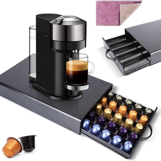 Organizzatore per Capsule - Per 45 Capsule - Con Tessuto Microfibre - Organizzatore per Macchina del Caffè - Nero