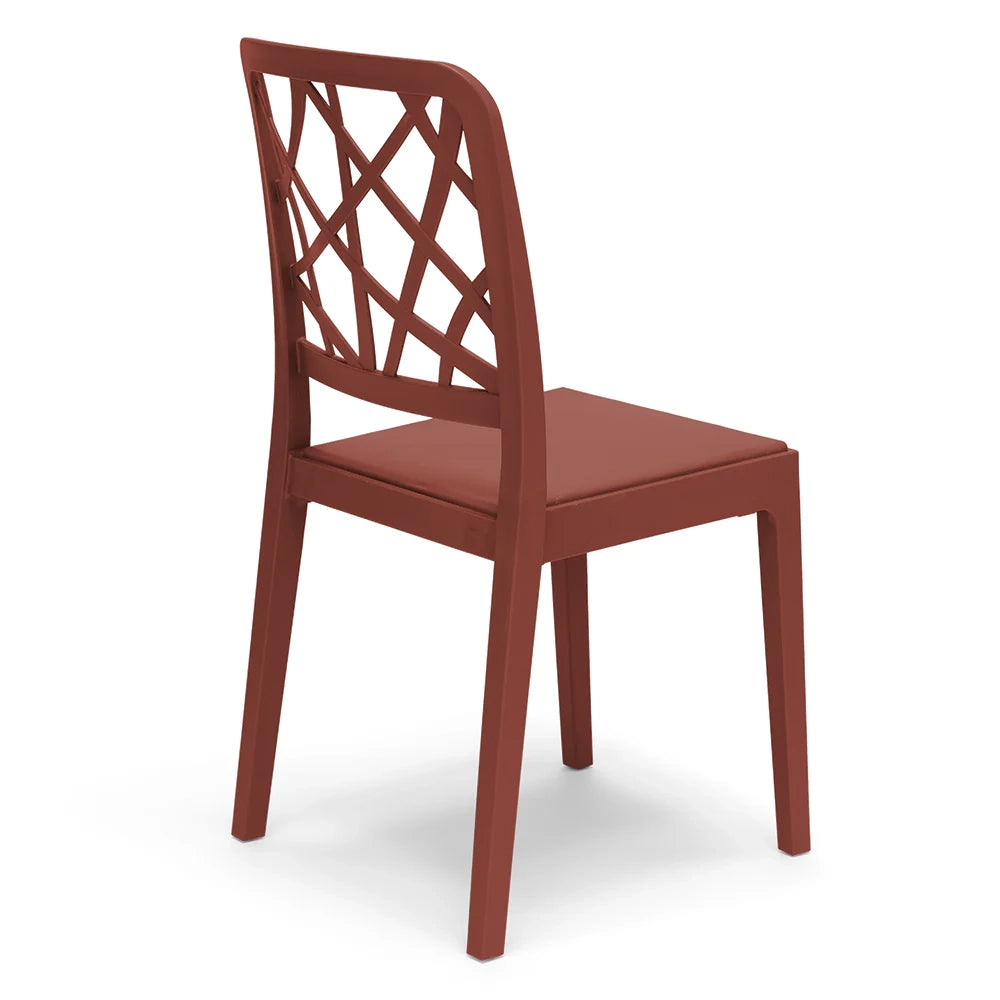 Set 6 sedie in polipropilene PENELOPE, 100% MADE IN ITALY, impilabile, resistente ai raggi UV, design moderno, ideale per sala da pranzo, cucina, sala d’attesa, bar, ristoranti o giardino, colore Mattone