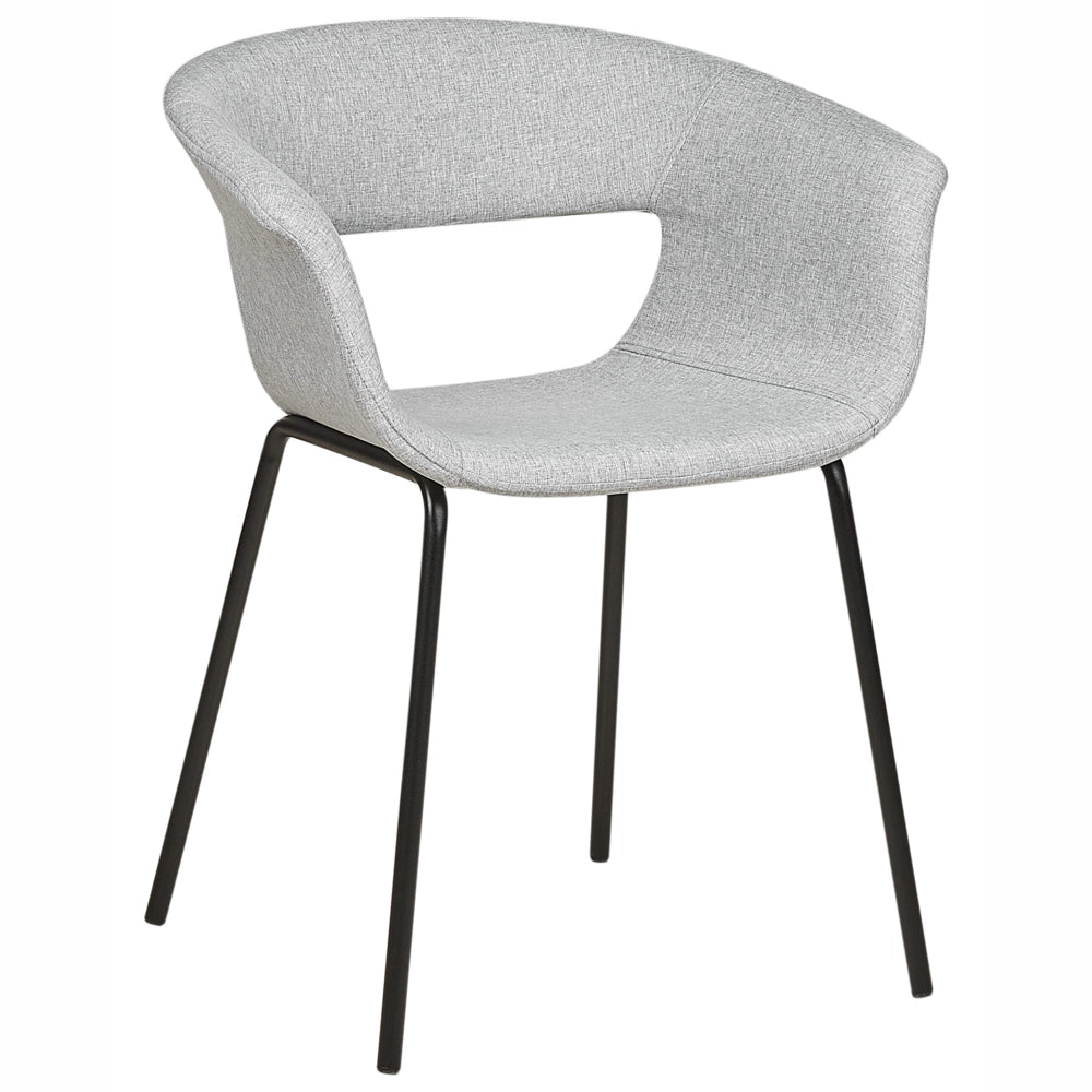 Set di 2 sedie da pranzo Sedute in poliestere grigio Gambe in metallo per sala da pranzo cucina