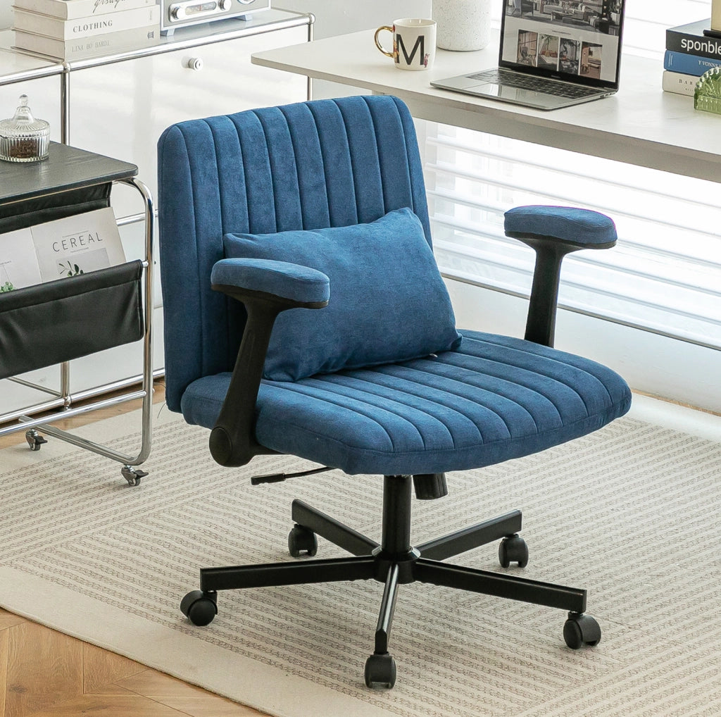 Sedia da ufficio blu in tessuto 65x70x92,9 cm - braccioli ribaltabili