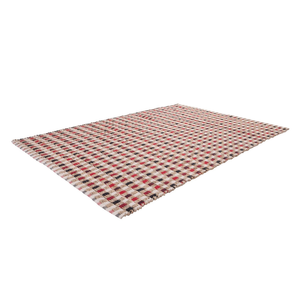 Tappeto naturale Chess 100 in juta e cotone intrecciato