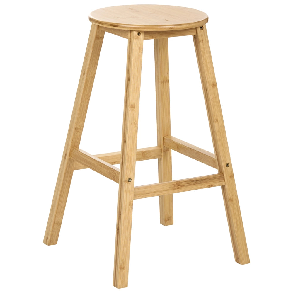 Set di 2 sgabelli da bar in legno di bambù marrone chiaro stile classico per cucina e sala da pranzo