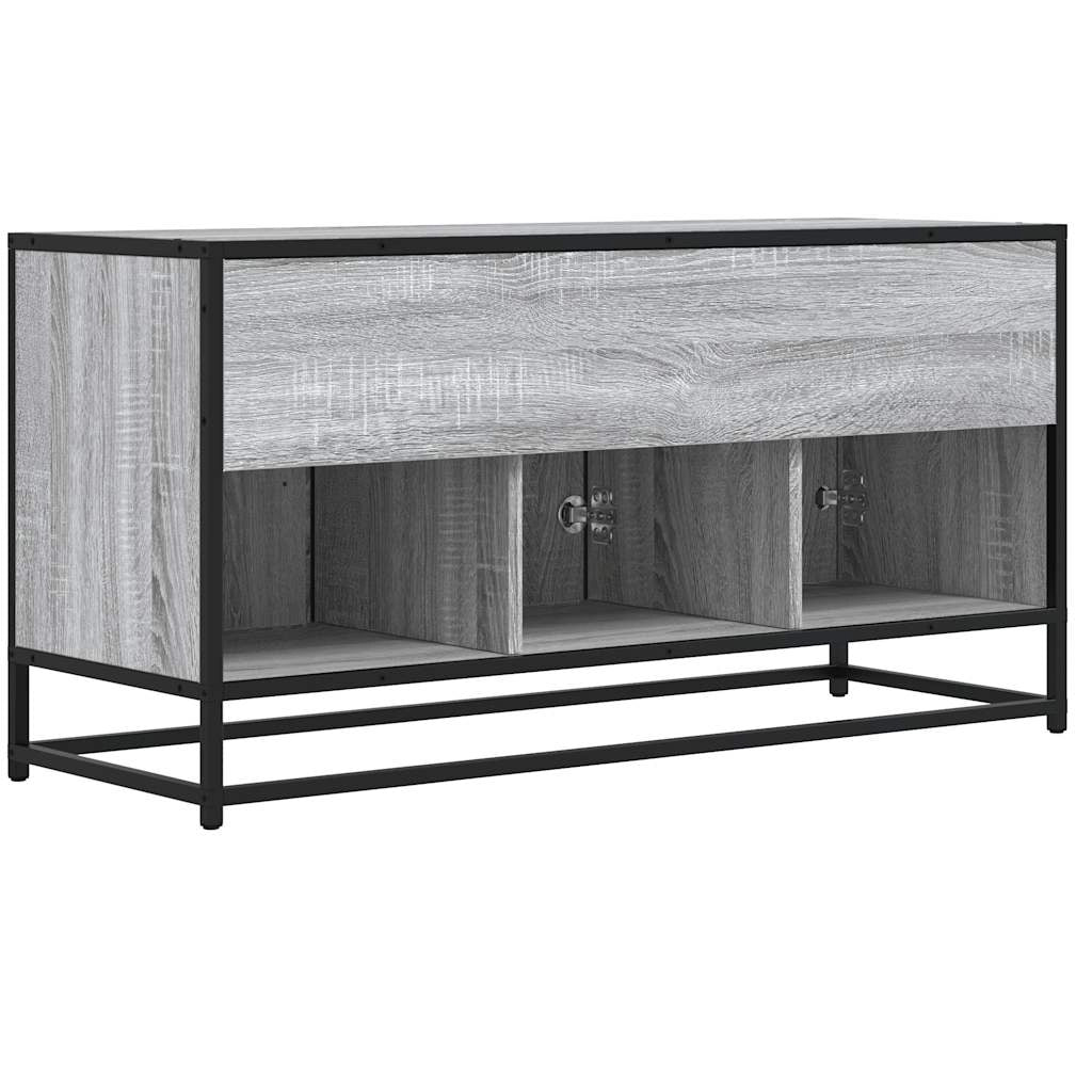 Mobile TV multimediale mensola TV credenza TV sala da pranzo soggiorno camera da letto Sonoma 100 x 35 x 50 cm legno ingegnerizzato e metallo grigio 02_0028337