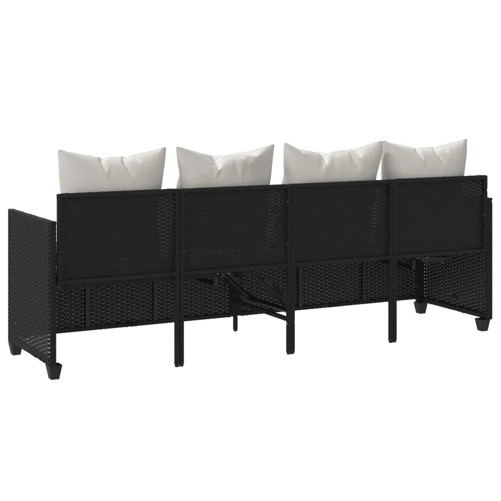 Lettino Prendisole | Sdraio da giardino | Lettino da sole con Cuscini Nero?in Polyrattan