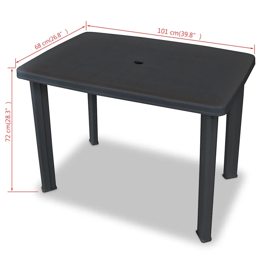 Tavolo da Giardino Antracite 101x68x72 cm in Plastica 43594