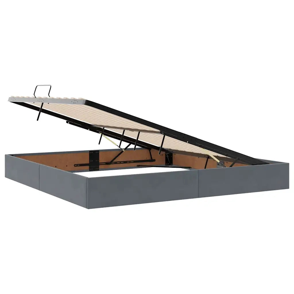 Letto con contenitore e materasso Grigio scuro 200 x 200 cm