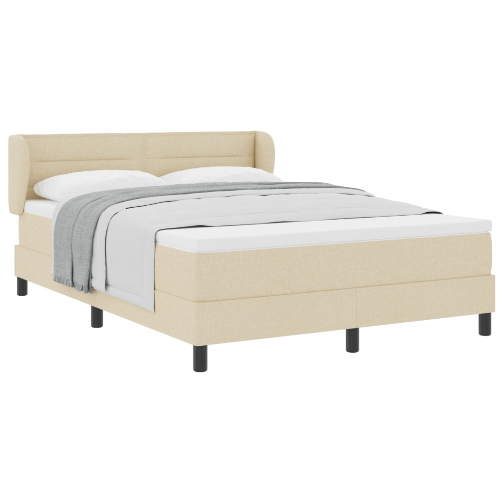 Letto Box Spring con Materasso Crema 140x190 cm Tessuto