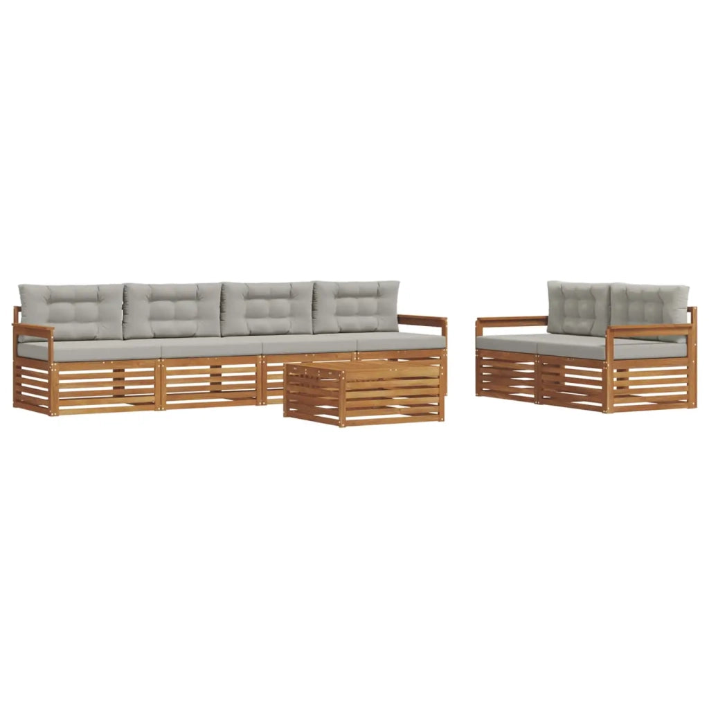 Set di divani da esterno 7 pcs Grigio Naturale e Chiaro