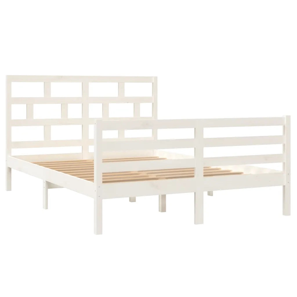 Giroletto-Struttura Letto Bianco in Legno Massello di Pino 140x200 cm 994448