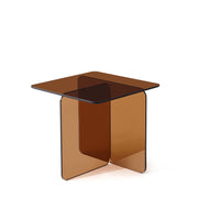 TAVOLINO laterale in vetro curvato marrone 45x45x51 cm