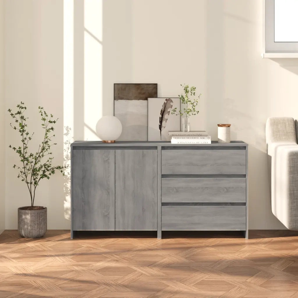Credenze 2 pz Grigio Sonoma in Legno Multistrato 3098063