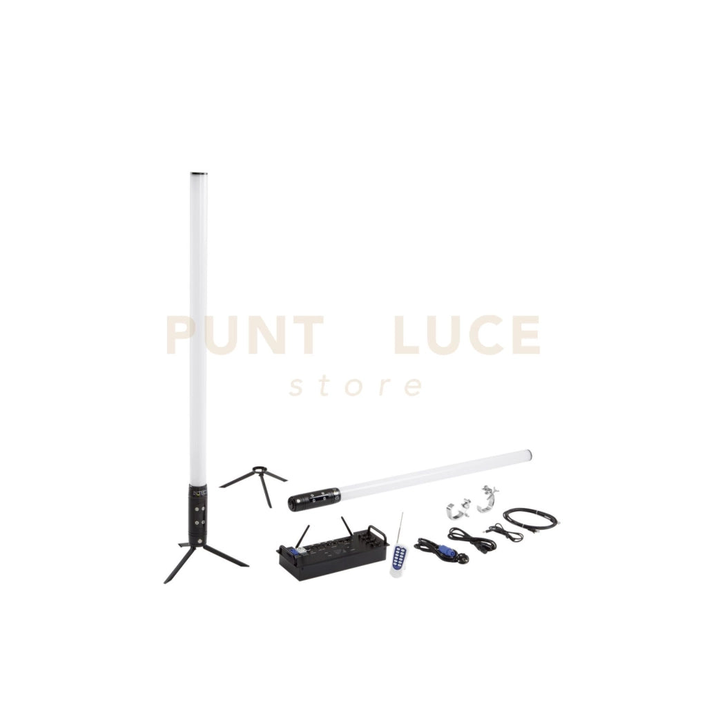 KIT 8 PEZZI TUBI LED SHOW RICARICABILE RGBW+UV Wi-Fi IP65 8 LUCI DA 28W DIMMERABILE CON TELECOMANDO INCLUSO