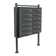 Cassetta postale condominiale autoportante, 12 posti, antracite, 945 x 270 x 1500 mm, 2 moduli