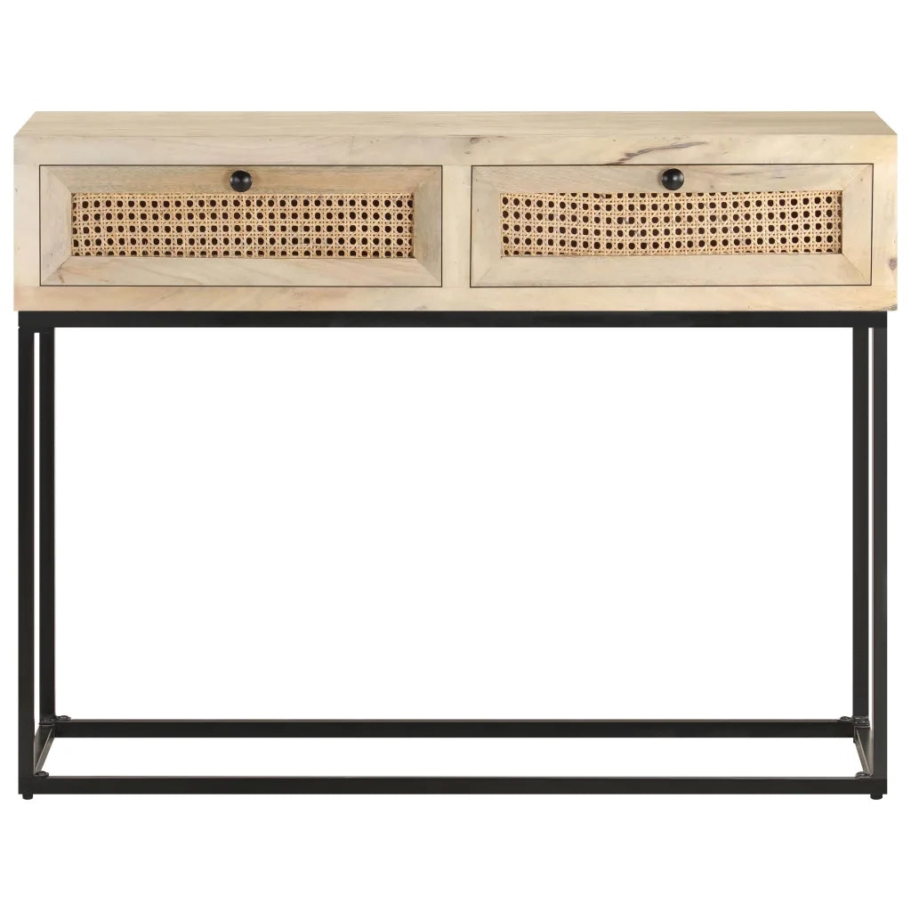 Tavolo Consolle | Tavolo d'Ingresso 100x35x76 cm Massello di Mango e Canna Naturale
