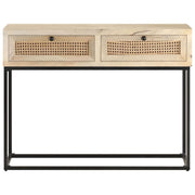 Tavolo Consolle | Tavolo d'Ingresso 100x35x76 cm Massello di Mango e Canna Naturale