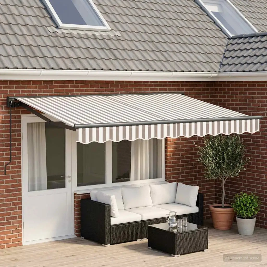 Tenda retrattile Grigio chiaro e bianco 4,5 × 3 m 3426240