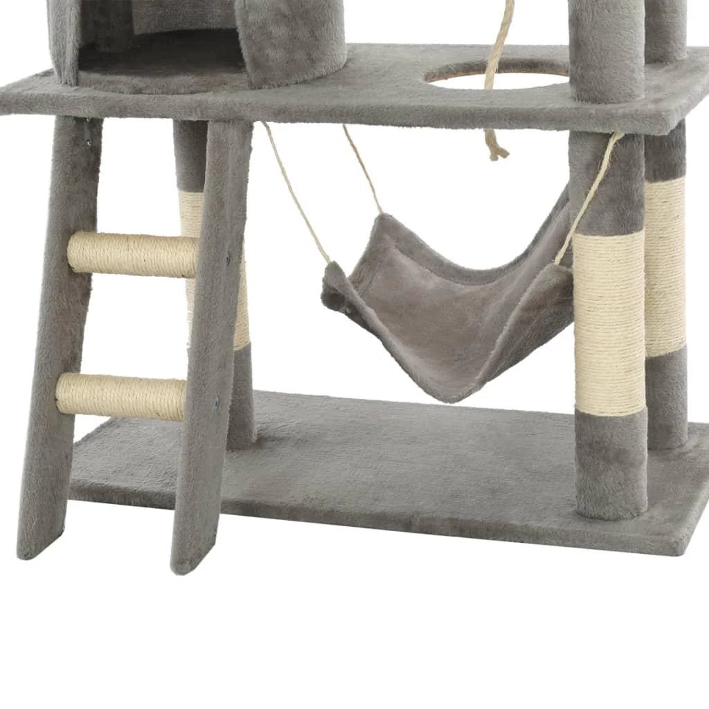 Tiragraffi albero per gatti cuccia per gatti giocattolo peluche sisal 140 cm grigio 3702125