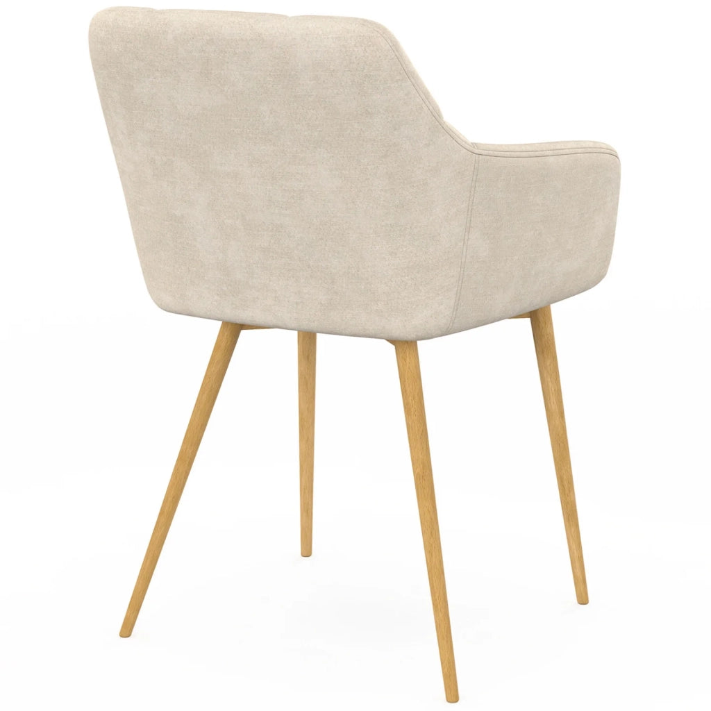 IDMarket - Set di 2 sedie GINA in tessuto cinigliato beige con gambe effetto legno