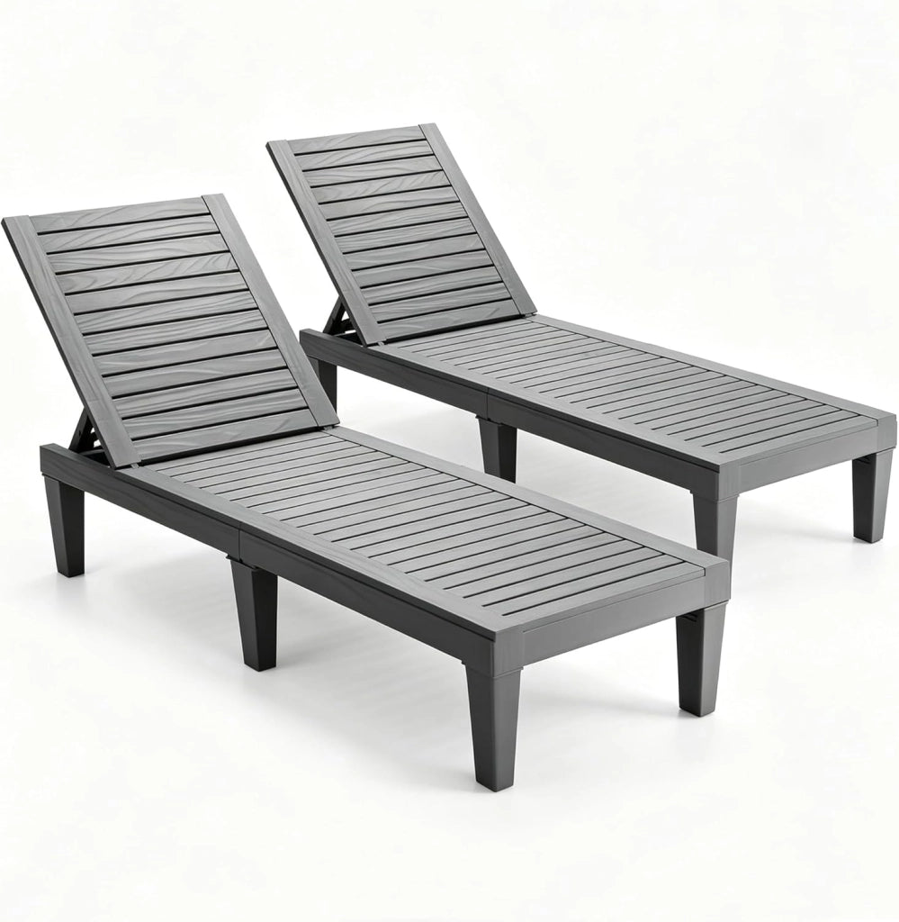 Lettino Prendisole da Giardino, Sdraio da Giardino Con Schienale Regolabile a 5 Livelli, Chaise Longue Impermeabili da Esterno, per Spiaggia Piscina Giardino, Portata 180 kg (2, Marrone)
