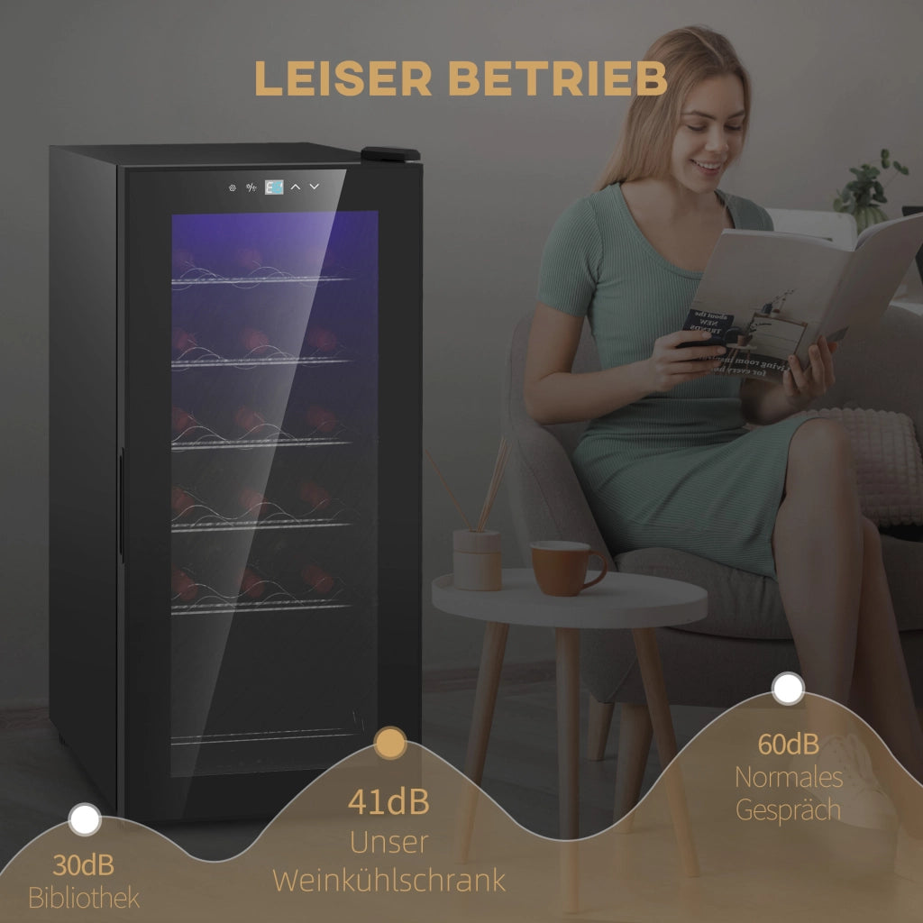 Cantinetta per vini, compressore per 18 bottiglie, refrigeratore per bevande da 50 L con porta in vetro, 5-18 ¡ãC, refrigeratore per bottiglie con