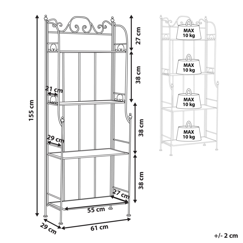 Scaffale per piante in metallo Nero per esterni interni giardino bagno rustico 4 ripiani portaoggetti da giardino autoportante