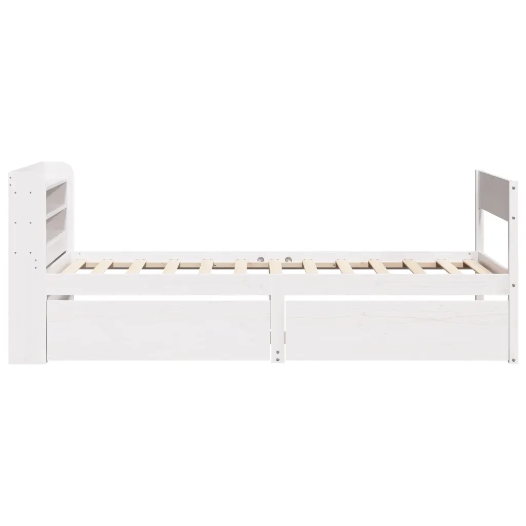Letto senza Materasso Bianco 75x190 in Legno Massello di Pino 3307147