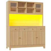 Credenza LED RGB con 4 cassetti; ante e ripiani regolabili; in MDF; per cucina; 140 × 38;5 × 180 cm