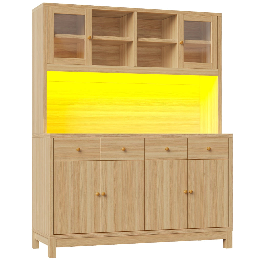 Credenza LED RGB con 4 cassetti; ante e ripiani regolabili; in MDF; per cucina; 140 × 38;5 × 180 cm