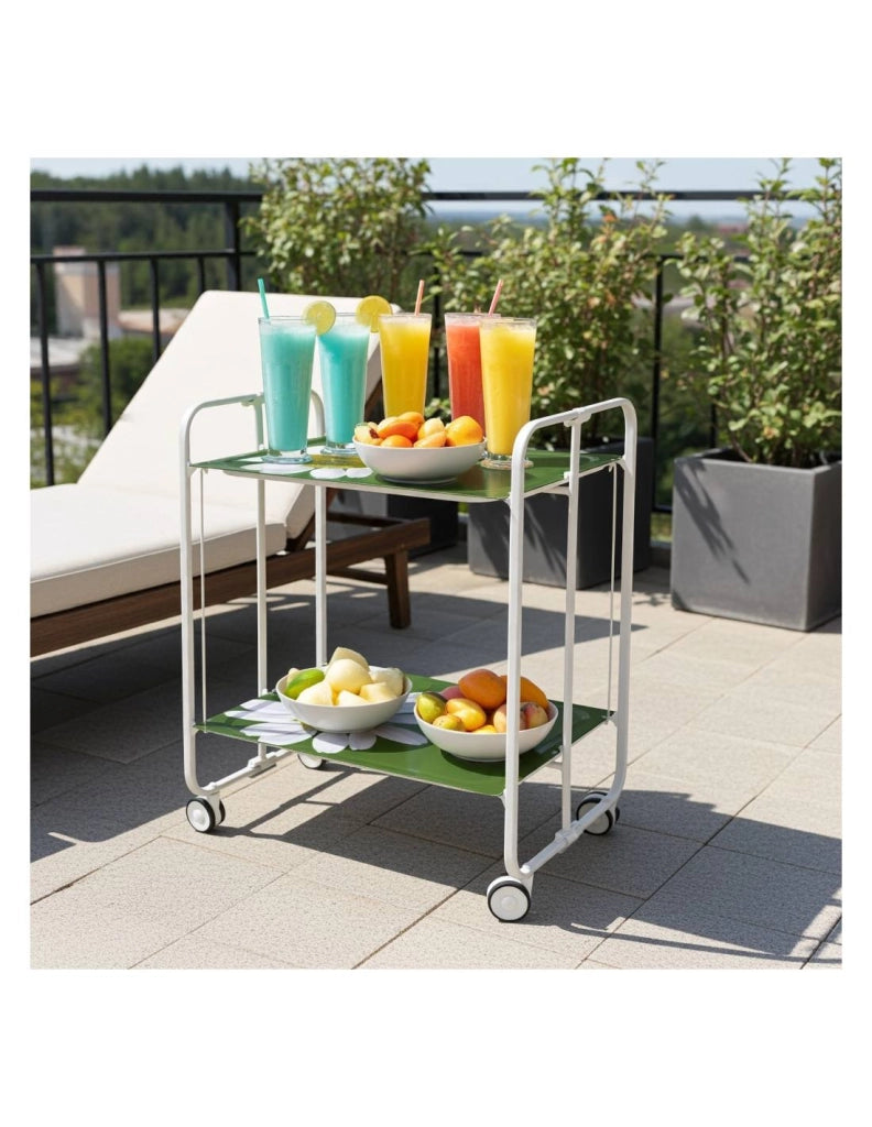 Carrello da cucina pieghevole bianco con ruote BAUHAUS 2 ripiani