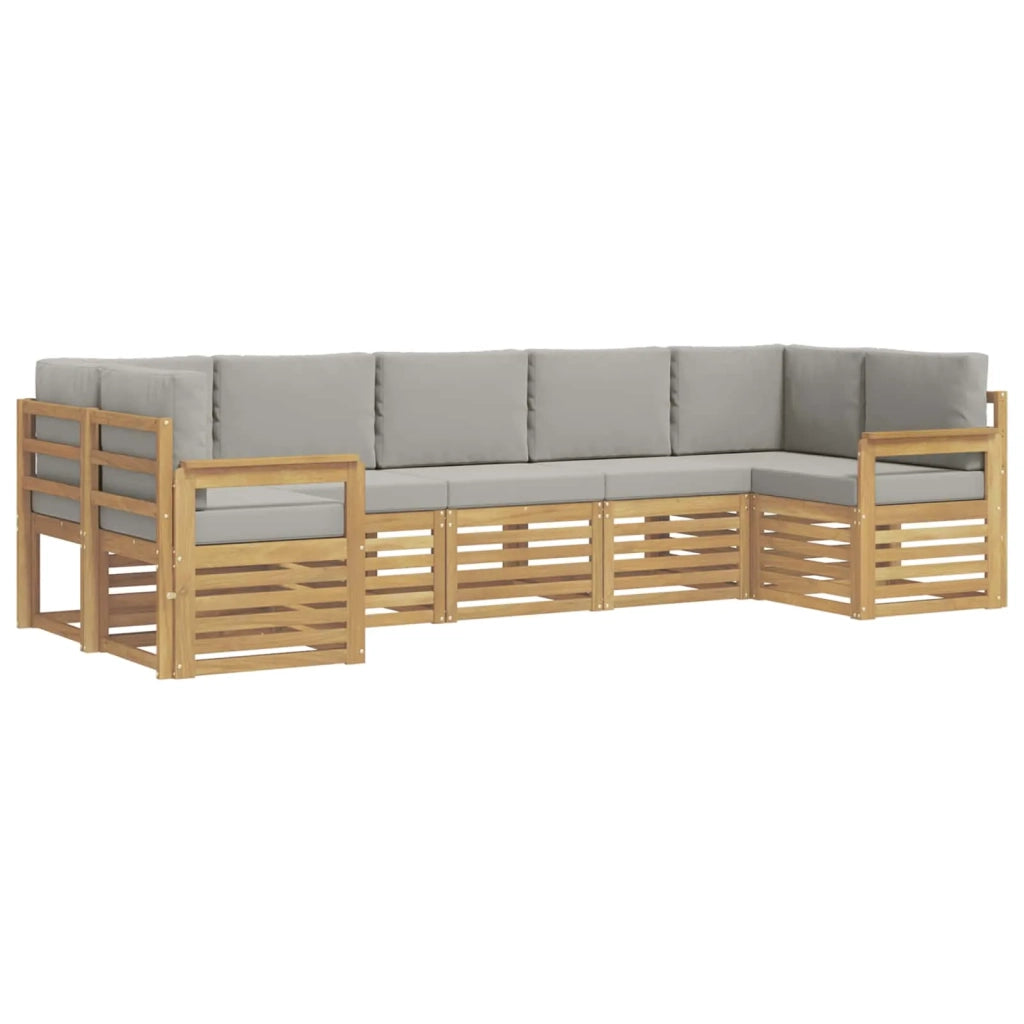 Set di divani da esterno 6 pcs Bianco e Grigio Chiaro