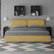 Letto imbottito Matrimoniale 180x200 cm Mados - Contenitore,Microfibra,Ocra