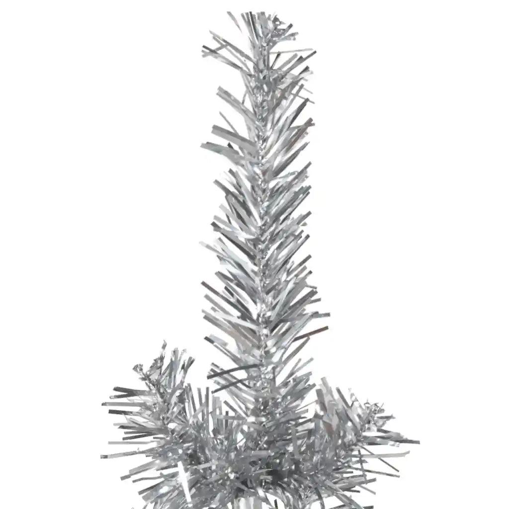 Albero Natale Artificiale Sottile a MetÃ  Supporto Argento 210cm