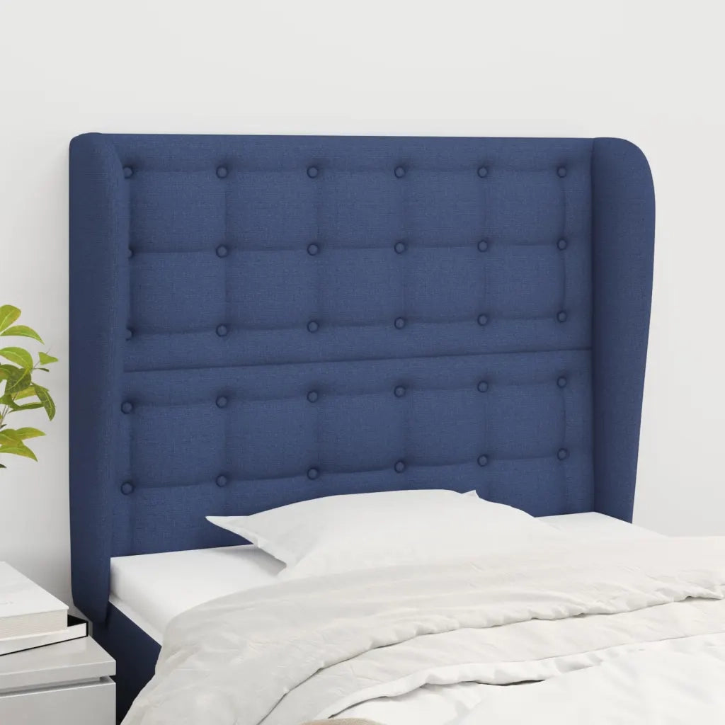 Testiera ad Orecchio-Testata con Orecchie Blu 83x23x118/128 cm in Tessuto 105973