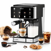 Macchina caffè espresso 4 in 1 20 bar con cappuccinatore, serbatoio 1,5L e pannello touch per capsule e macinato - Sogo