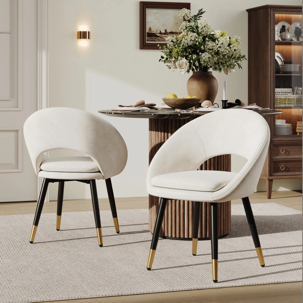 Sedie da Pranzo in Velluto ¨C Xylo ¨C Beige, Set 4 Pezzi, Stile Moderno