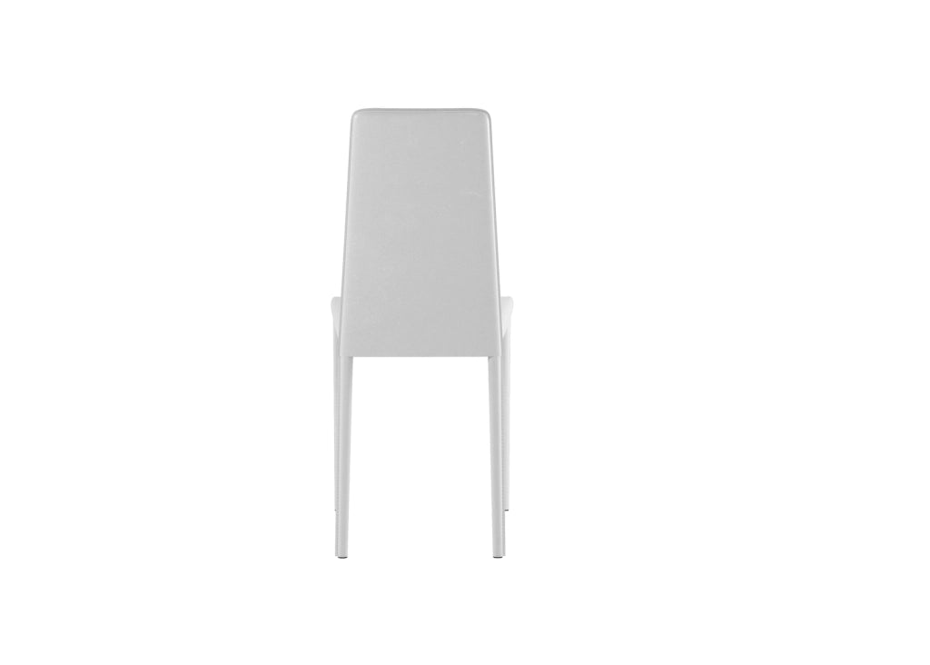 Sedia Kitty in similcuoio bianco con gambe rivestite e struttura in metallo - Design moderno impilabile per zona giorno e cucina