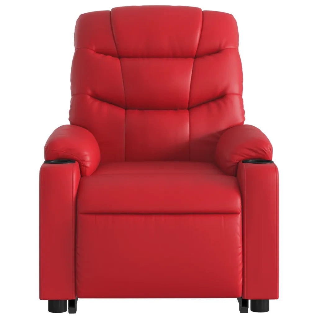 Poltrona Alzapersona Reclinabile Massaggio Rosso in Similpelle 3206611
