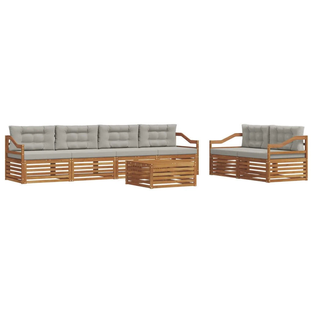 Set di divani da esterno 7 pcs Grigio Naturale e Chiaro