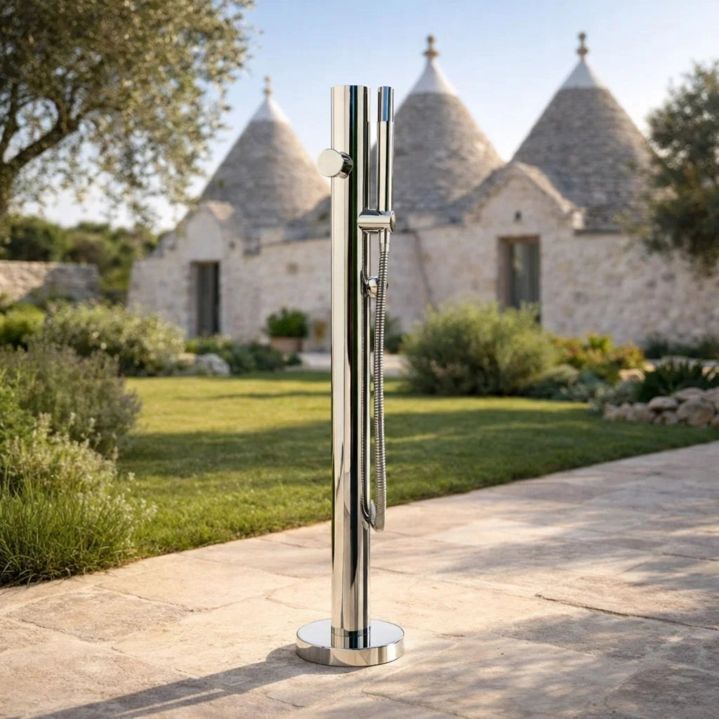 Fontana da giardino colonna esterno sambuco acciaio inox con miscelatore 100cm *** confezione 1
