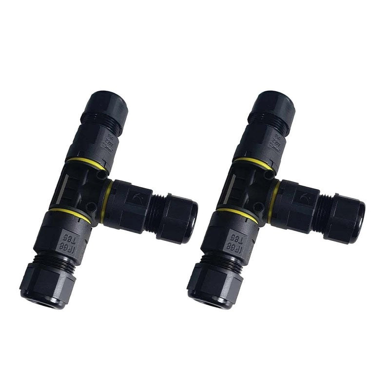 2 Connettori Veloce IP68 Forma T 3 Posti per Cavo Elettrico 6 12mm 122x80x30mm