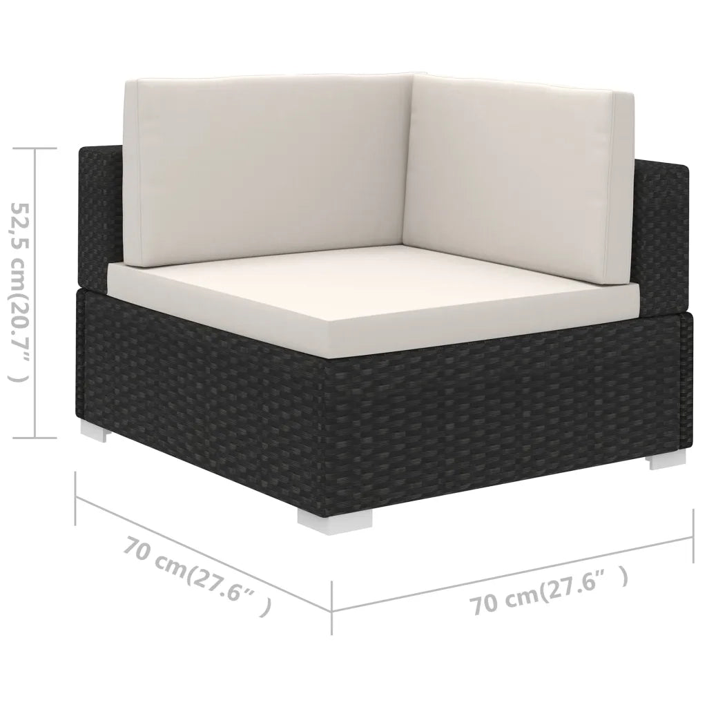 Set Divani da Giardino 6 pz con Cuscini in Polyrattan Nero cod mxl 43223