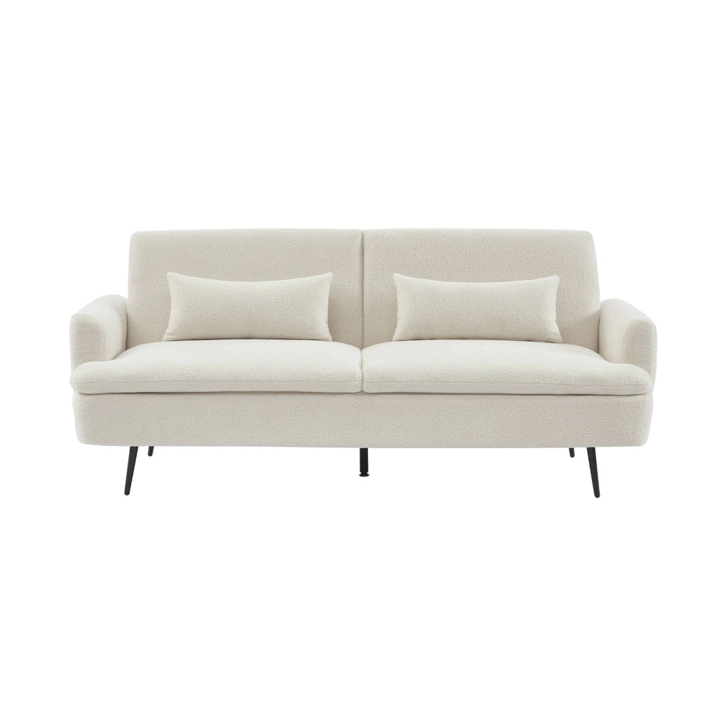 Divano letto in bouclé, 2–3 posti, crema