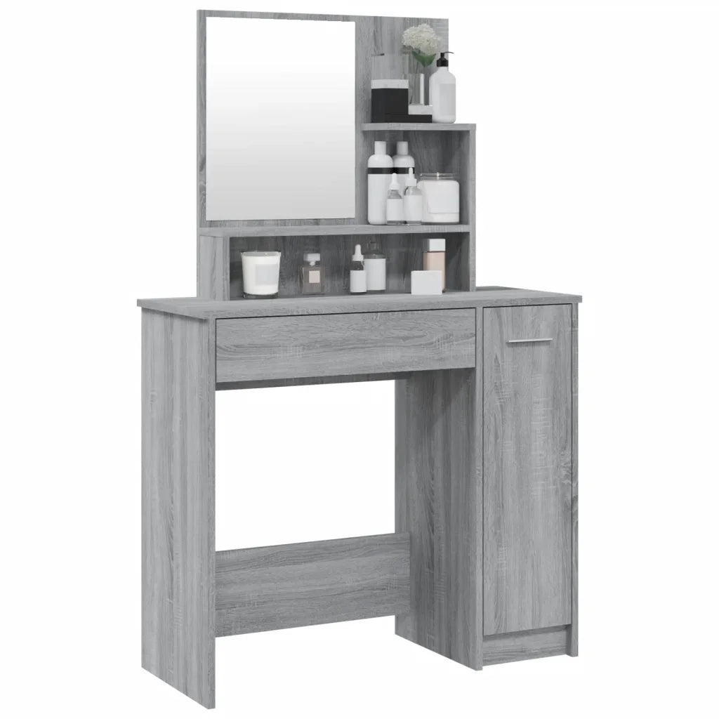 Toeletta con Specchio Grigio Sonoma 86,5x35x136 cm 820494
